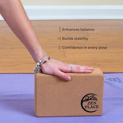 Cork Yoga Blocks 2 Pack – High Density Natural Cork Blocks for Yoga, Pilates, Stretching, Balance & Flexibility