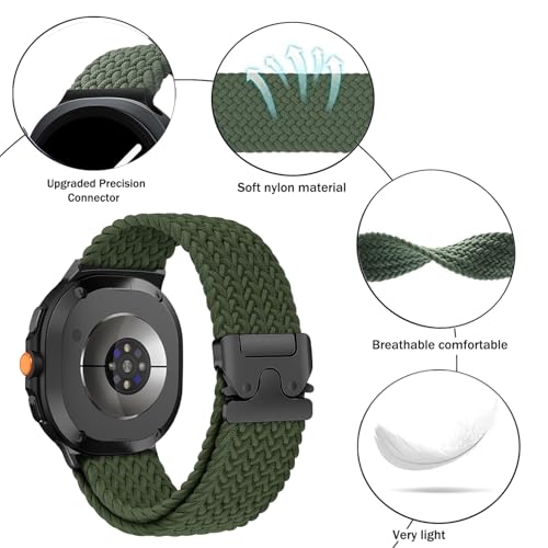 Nylon Braided band Compatible with Samsung Galaxy Watch 8/9 40mm 44mm - color: Dark Olive Green