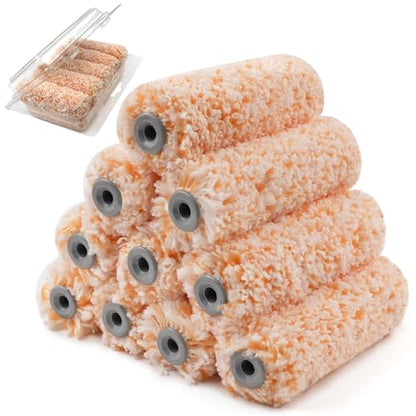 ROLLINGDOG 4 inch Small Paint Roller Sleeves | Microfiber Roller Covers for Painting on Smooth to Semi Smooth Surfaces (Pack of 10)Diy Homeowners Professional Painters - color: 10pc 4" Microfiber Roller Cover