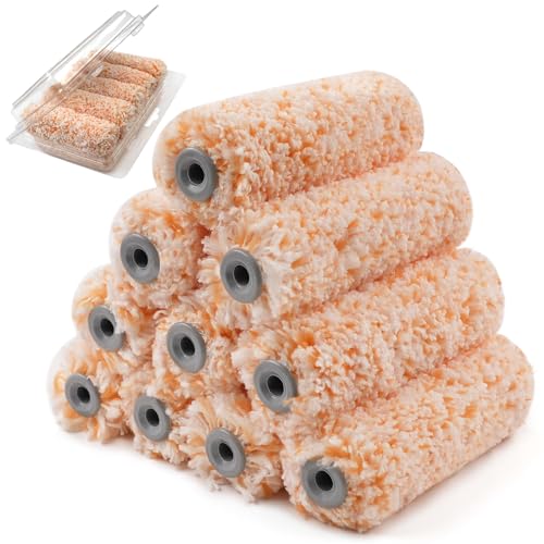 ROLLINGDOG 4 inch Small Paint Roller Sleeves | Microfiber Roller Covers for Painting on Smooth to Semi Smooth Surfaces (Pack of 10)Diy Homeowners Professional Painters - color: 10pc 4" Microfiber Roller Cover