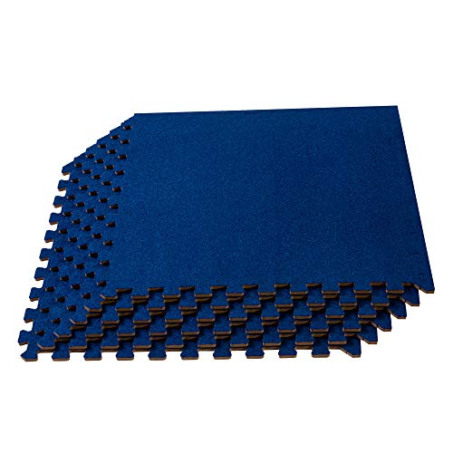 We Sell Mats 3/8 Inch Thick Interlocking Foam Carpet Tiles Durable Carpet Squares Anti Fatigue Support for Home Office or Classroom Use - color: Medium Blue, style: 16 Square Feet (4 Tiles)