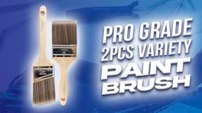 Pro Grade Paint Brushes, Flat & Angled Paint Brush Set, Walls & Trim, 2 Pc | Interior & exterior | Cabinets, doors, fences, decks | Works with latex, oil & stain | Synthetic bristles, hardwood handles