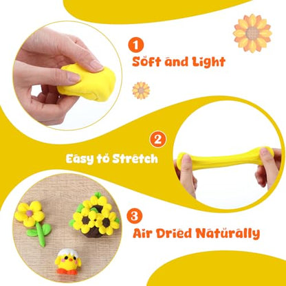 VioraWhite 72 Pcs 38oz Air Dry Clay Bulk Modeling Clay,Yellow | Ultra Lightweight Foam Modeling Clay for Kids Adults, DIY Gifts Party Arts Crafts, School Project Supplies - color: Yellow