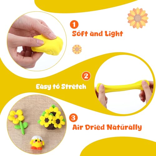 VioraWhite 72 Pcs 38oz Air Dry Clay Bulk Modeling Clay,Yellow | Ultra Lightweight Foam Modeling Clay for Kids Adults, DIY Gifts Party Arts Crafts, School Project Supplies - color: Yellow