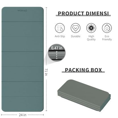 7-Fold Yoga Mat 70"x24" - 1/2 Inch Thick - color: Dark green+Dark Gray