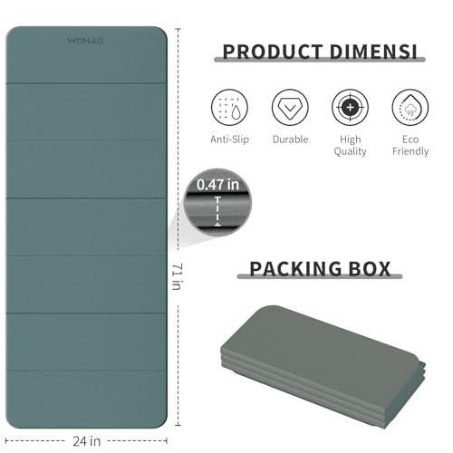 7-Fold Yoga Mat 70"x24" - 1/2 Inch Thick - color: Dark green+Dark Gray