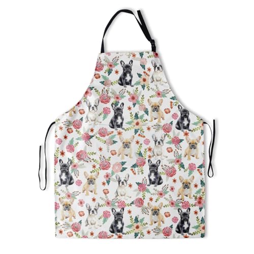 Giwawa Unisex Adult Apron Waterproof Stain Resistant Kitchen Cooking Apron with 2 Pockets for BBQ Grill Painting - color: Bulldog