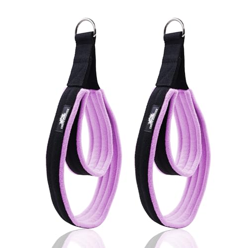 Pilates Double Loop Straps for Reformer, Thickened D-Ring Handle Fitness Straps, 2 Lengths Multicolor Yoga Accessories for Home Workout - color: black purple, size: size M