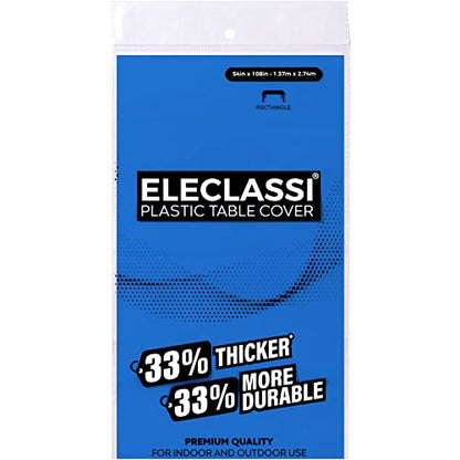 Eleclassi Royal Blue 12 Pack Premium Disposable Plastic Tablecloth 54 x 108 Inch - Waterproof Disposable Tablecloth for Rectangle Tables Up to 8 Feet in Length - Plastic Table Cloth Disposable - color: Royal Blue, size: 12 Pack Rectangle