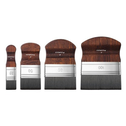 Fuumuui 4pcs Flat Paddle Paint Brush Set, Scale Brushes, Large Blending Paint Brush, Wide Flat Paint Brushes with Short Ergonomic Handle for Oil and Acrylic Paints(1'', 2'', 3'', 4'') - color: Brown