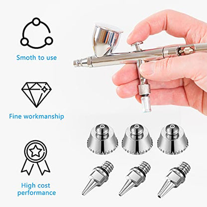 21 Pieces Airbrush Nozzle Cap Kit Airbrush Needle Replacement Parts Airbrush Needles with Wrench and Airbrush Cleaning Kit Replacement Part for Airbrush Sprayer Accessories, 0.2/0.3/0.5 mm