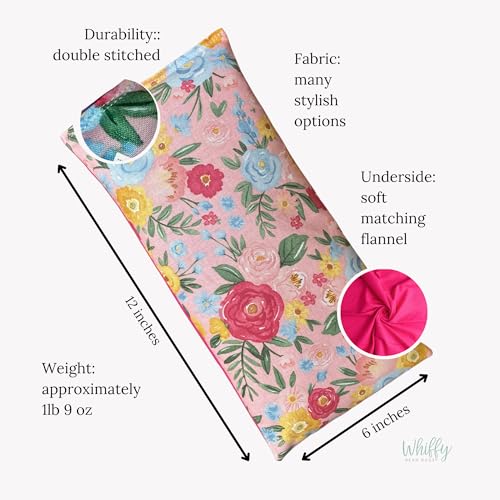 Microwavable Hot and Cold Pack Heating Pads, Flax Seed and Herbal Packs, 3 Sizes, Pink Vintage Floral Flannel (6" x 12") - size: 6" x 12"