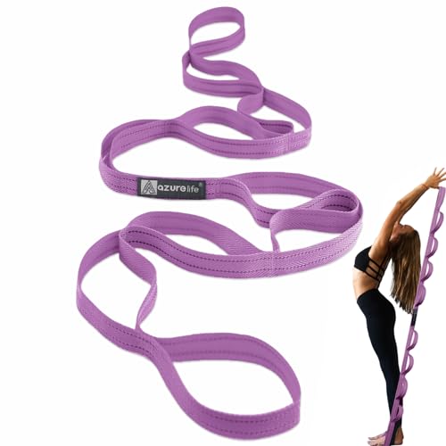 A AZURELIFE Premium Durable Stretch Straps with Loops, Stretching Strap for Physical Therapy, Multi-Loop Yoga Strap Fitness Exercise Strap for Yoga, Pilates, Dance, Flexibility&Exercise - color: #2-Purple