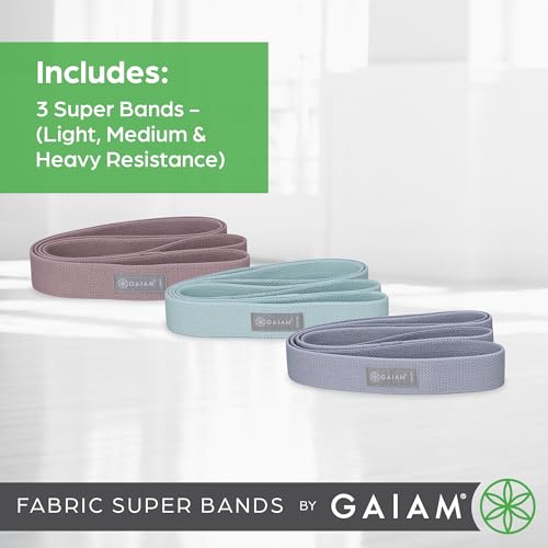Gaiam Fabric Resistance Bands, 3-Pack (Light/Medium/Heavy)