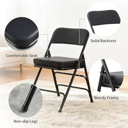 Padded Folding Chair with Thick Cushion, 1 Pack Black - color: Black 1 Pack