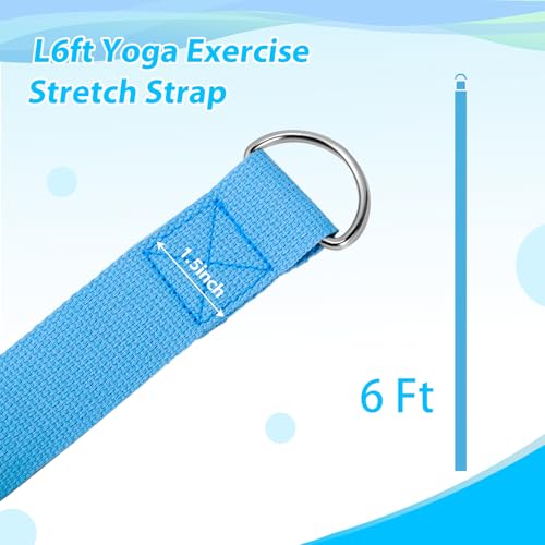 10 Pcs Yoga Strap for Stretching,8 Ft Exercise Adjustable Straps,Yoga Bands with Safe Adjustable D Ring Buckle,Non Elastic Yoga Belt for Pilates Gym Workouts,Physical Therapy,Black