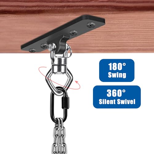 BeneLabel Ceiling Mount Swing Hanger with Bearing 900 LB Capacity Heavy Bag Hanger Stainless Steel Hanging Chair Mount 360° Swing Hardware for Aerial Silks, Punching Bag, Gymnast Ring - color: 1pack-4 Holes Black Base Swing Hanger