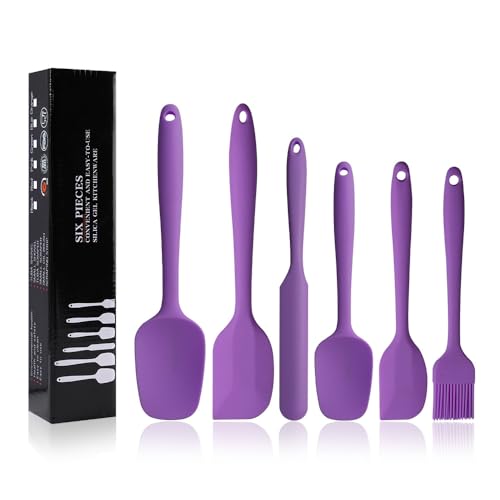 Silicone Spatulas Set, Rubber Spoon Spatula Heat Resistant Spoonula One Piece Design Seamless Spatula Non-Stick Scrapers Baking Mixing Tool (Purple) - color: Purple