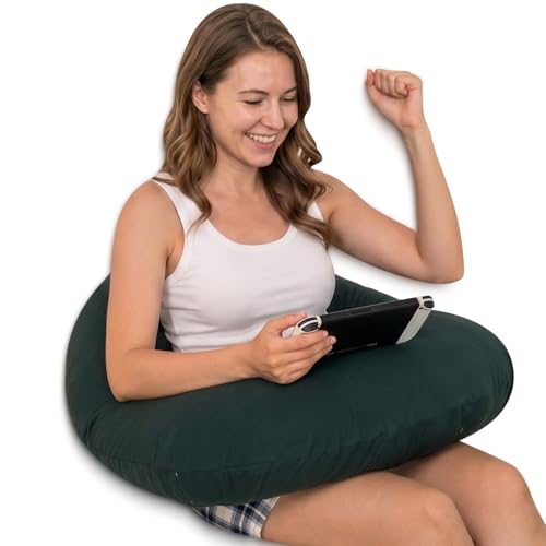 QUEEN ROSE Reading Pillow for Gaming, Lap Desk Pillow for Sitting in Bed or Sofa, Compact Arm Support Pillow for Reading, Playing or Crocheting, Cooling Green - color: Cooling Green
