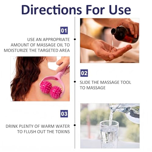 Handheld Spiky Massage Balls Rollers, 2 Wheel Spiky Silicone Manual Massage Roller with Ergonomic Handle, Portable Pressure Point Muscle Massages Tool for Foot Arm Body Neck Leg Pain Pressure Relief - color: Pink