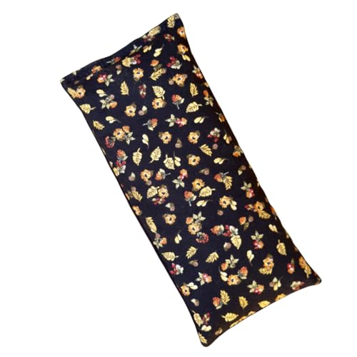Eye Pillow for Yoga, Microwavable Moist Heat Eye Compress, Cold Pack, Weighted Pad for Relaxation or Meditation, Headache Migraine Relief (Black) - color: Black Floral