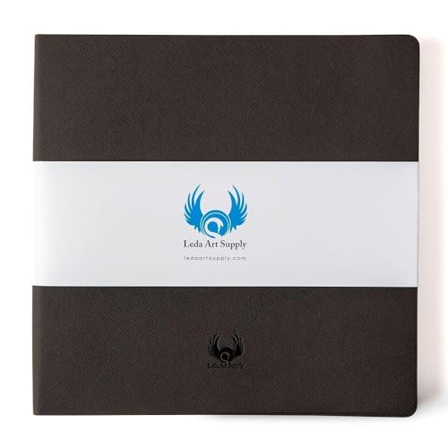 Square-Shaped Sketchbook, 10 x 10 inches, Lays Flat Flexible Sketch Book for Artists, Ideal for Ink, Watercolor, Pen, Pencils, 160 Tear Resistant Pages, Size: Square Large, Leda Art Supply - size: Square Large