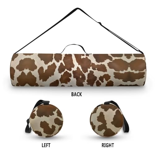 Yoga Mat Bag for Women & Men Full-Zip Yoga Mat Carrier Bag for Class Workout Park with Adjustable Strap - color: Cowhide Print