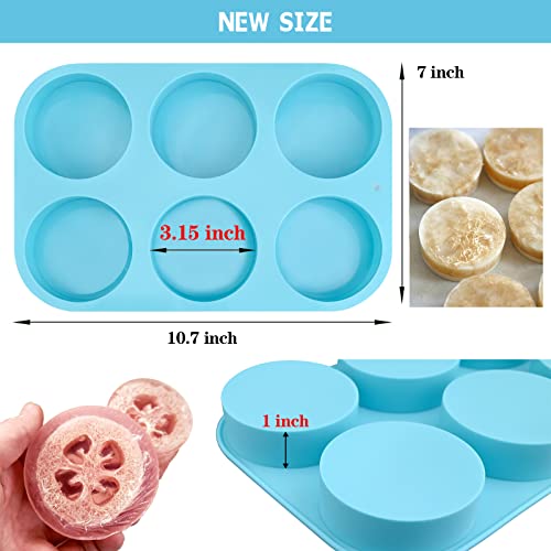 Sakolla 4oz Round Silicone Soap Molds, 3.15'' Cylindrical Soap Molds for Loofah Soap Bath Bombs Steamer Lotion Bars, Set of 2 - color: Round/Purple & Blue