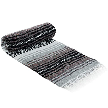 La Montana Bulk Falsa Mexican Blanket, 4 Pack, Charcoal/Silver/White - color: Charcoal/Silver/White