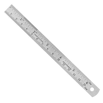 Pacific Arc Stainless Steel Ruler Inch and Metric, with 32nd and 64th Graduations, 6 Inches - style: 06 In