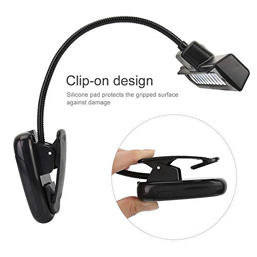 Music Stand Light, Clip on LED Lamp with 10 Bright LEDs, 360° Adjustable Gooseneck, USB or Battery Powered for Piano, Sheet Music, Desk, Travel