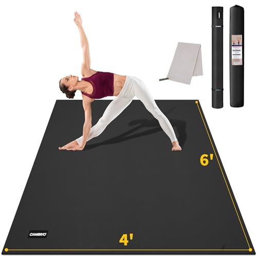CAMBIVO Extra Long Wide Yoga Mat, Thick PVC Workout Mat | For tall and plus-size, cushioned PVC with non-slip bottom, for home gym pilates barefoot and bodyweight training - size: 72" x 48" x 8mm