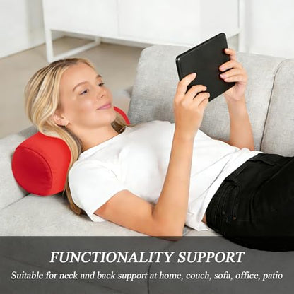 Microbead Bolster Tube Pillows with Double Cover, Squish Bean Bed Microbead Pillow Soft Neck Back Lumbar Support Smooth Cool Touch Comfortable Fabric(Red) - color: Red