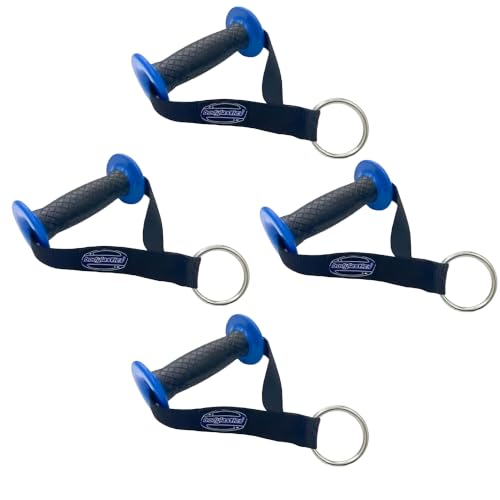 Bodylastics Resistance Band Handles, Ergonomic Gym Handles with Upgraded TPR Waffle Exercise Grips, Strong Handles for Resistance Bands with Nylon Webbing and Welded O-Rings
