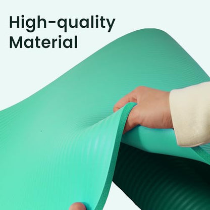 Fitvids Yoga Mat, 1/2-Inch Extra Thick High Density Exercise Mat, Anti-Tear Exercise Yoga Mat with Carrying Strap, Suitable for Various Yoga Exercises - color: Aqua