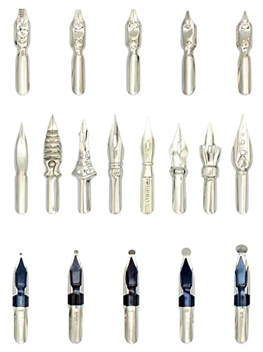 Gullor A Bunch of Nibs for Comic Dip Pen, Assorted Calligraphy Dip Pen Nibs, Various Sizes and Shapes, 18 Nibs in Box - style: 18 Pieces