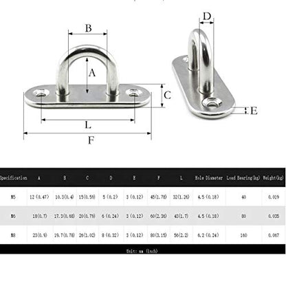 2 Set M8 Ceiling & Wall Mount Hanging Hardware Fitting Set 304 Stainless Steel Heavy Duty Strip Pad Eye Plate + Snap Hook for Yoga Hammock Chair Swings Marine Boat Accessories - size: M8 Strip Pad