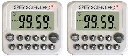 Sper Scientific Digital Count Up/Down Timer with Audible & Visual Alarm 810003 – Timer with Large Display, Loud Alarm & Up to 99 Minute Countdown - for Labs, Cooking, Workouts, Classroom & more - 2 pc - size: 2 Pack