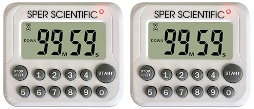 Sper Scientific Digital Count Up/Down Timer with Audible & Visual Alarm 810003 – Timer with Large Display, Loud Alarm & Up to 99 Minute Countdown - for Labs, Cooking, Workouts, Classroom & more - 2 pc - size: 2 Pack