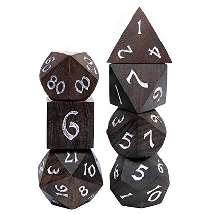 Wooden Dice Set Bubinga Wood DND Dice Set for D&D Tabletop Games - color: Bubinga Wood