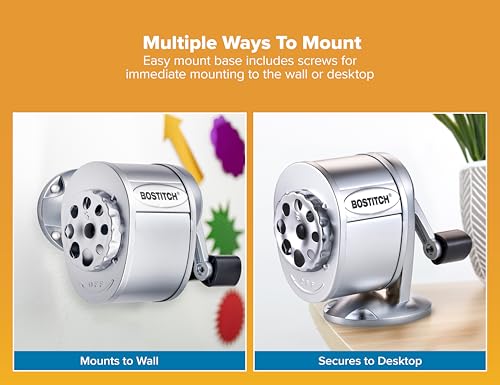 Bostitch Metal Manual Pencil Sharpener, Silver (MPS1-CH)