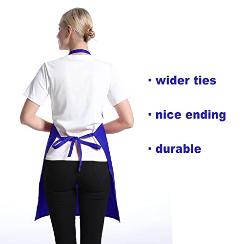 Total 15 PCS Dark Blue Bib Aprons Bulk for Women Men with 2 Front Pockets(Dark Blue-15pcs) - color: Dark Blue-15pcs