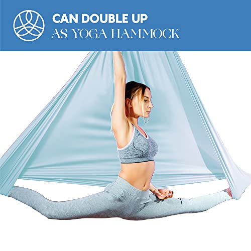 Aerial Silks Starter Kit, 9 Yards, Aerial Yoga Hammock, Hardware - color: Light Blue