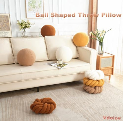 Ball Pillow,Yellow Round Throw Pillow 11.8 Inches - color: Khaki Ball