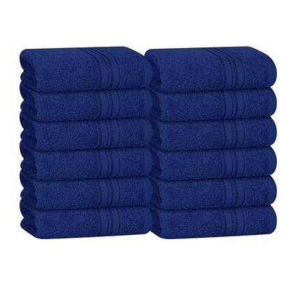 BOUTIQUO Ultra Soft Cotton Washcloths, Contains 12 Piece Face Cloths 12x12 inch, Ideal for Everyday use Face Towels, Compact & Lightweight Multi Purpose Washcloths - Navy Blue - color: Navy Blue, size: Washcloths - Set of 12