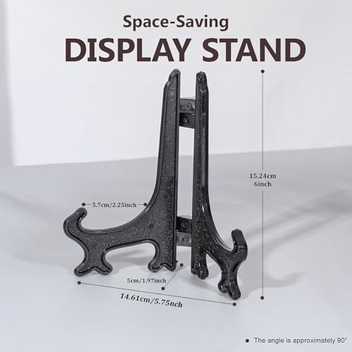 Artliving 6 Inch Black 12pcs/Set Plastic Easels Plate Display Stands Picture Frame Stand Holder - color: Black, size: 6 inch (12 pack)