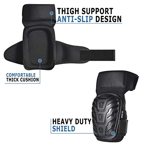 CE' CERDR Professional Knee Pads for Work - Heavy Duty Foam Padding Kneepads for Construction, Gardening, Flooring with Comfortable Gel Cushion to Save Your Knees (Thigh High) - style: Thigh High