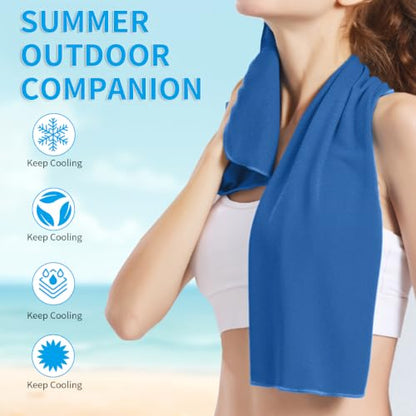 Puomue 5 Pack Cooling Towels, 40 Inches x 12 Inches, Breathable Soft Chilly Microfiber Towel for Yoga, Sport, Running, Workout, Gym, Camping and Fitness, Dark Blue - color: Dark Blue1