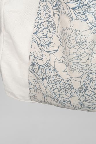 Large Canvas Yoga Tote Bag with Yoga Mats Bags Carrier - color: Beige & Floral