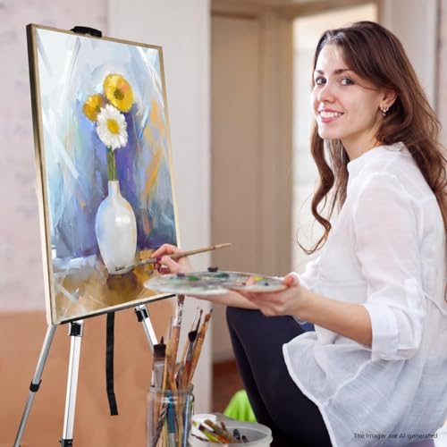NS JYMB Easel Stand for Sign and Painting, 17-66 Inch Adjustable, Silver | Portable metal tripod easel for display stand, canvas holder, floor, poster board, wedding signs and travel use - style: 66Silver 1pack